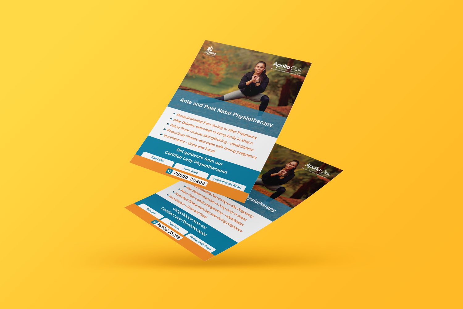 Apollo Clinic ante and post natal physiotherapy flyer