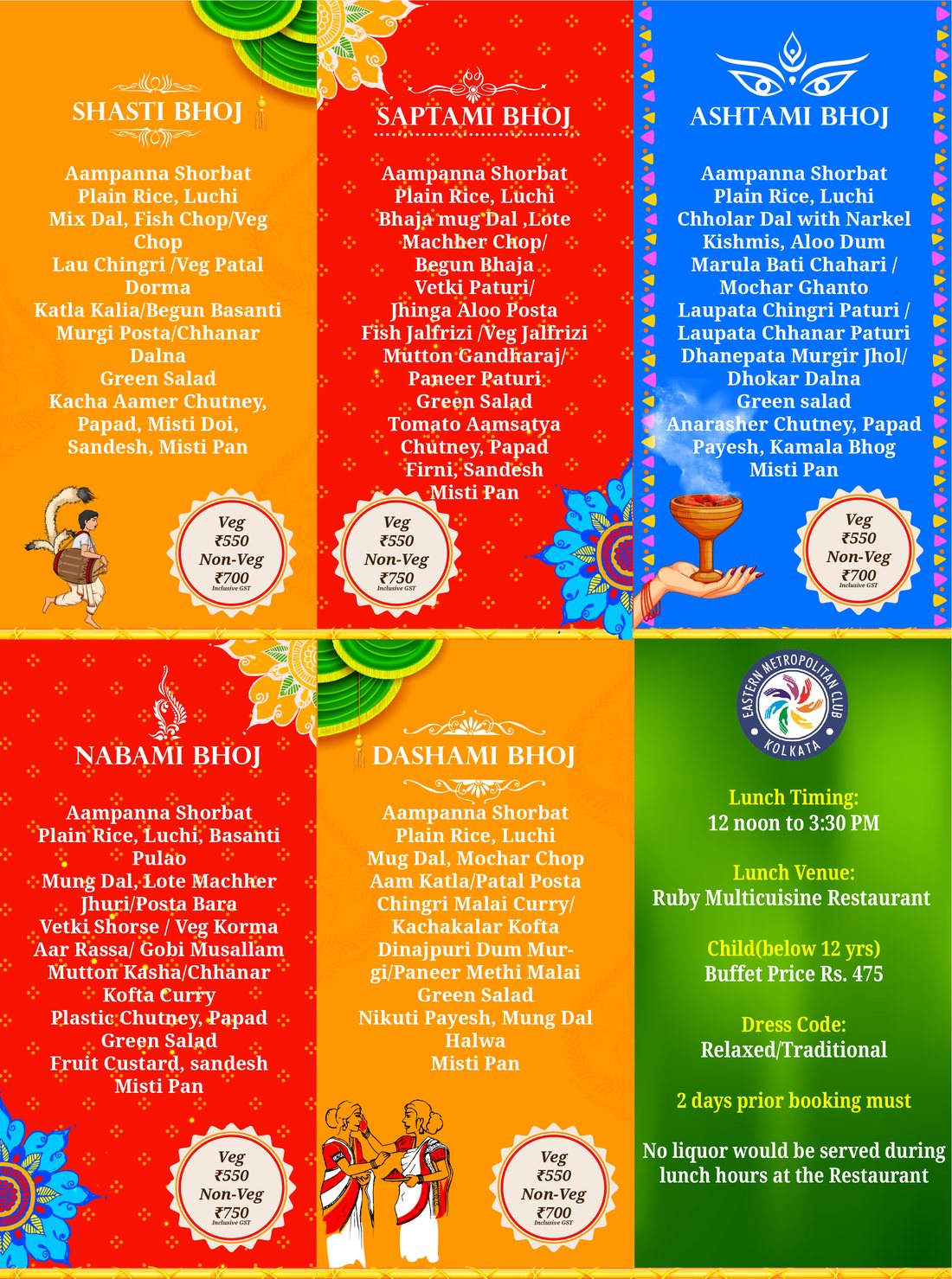 Five day Bhoj menu