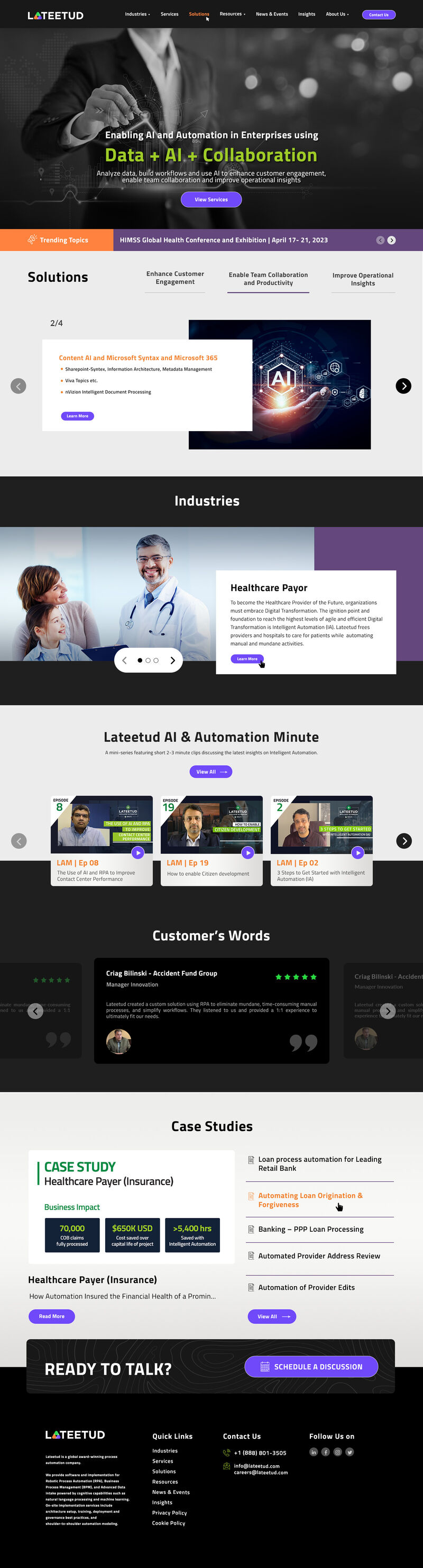 Lateetud homepage redesign, full page