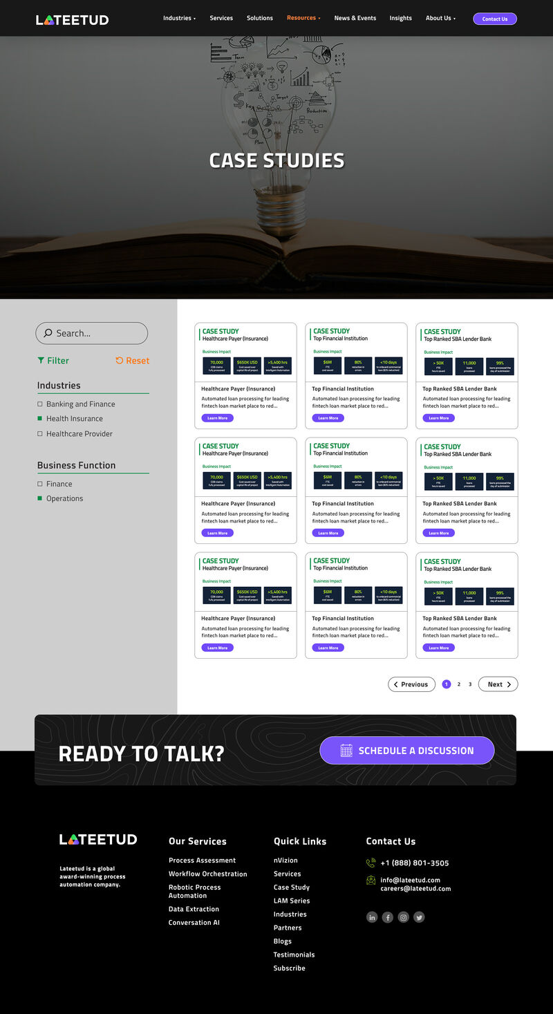 Resources page design