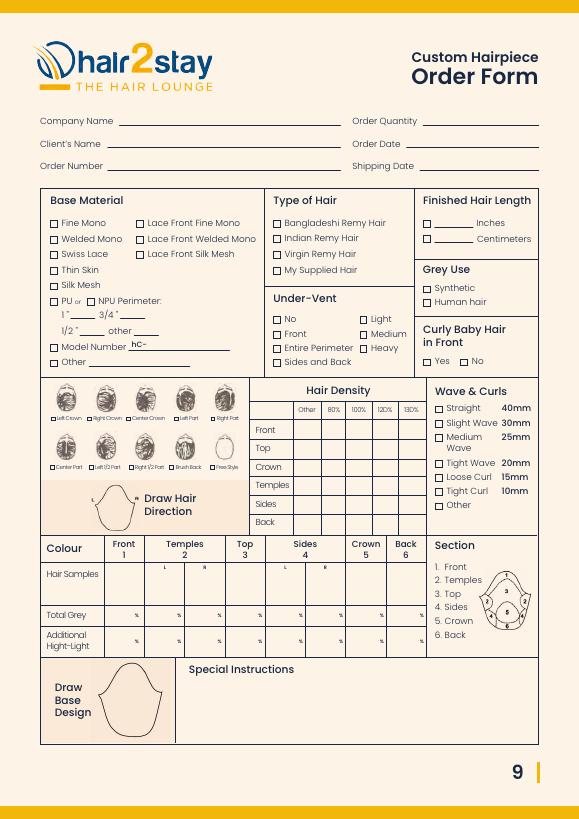 Custom hairpiece order form