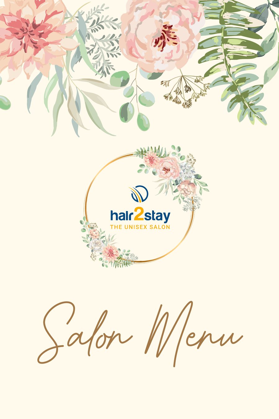 Salon menu floral cover