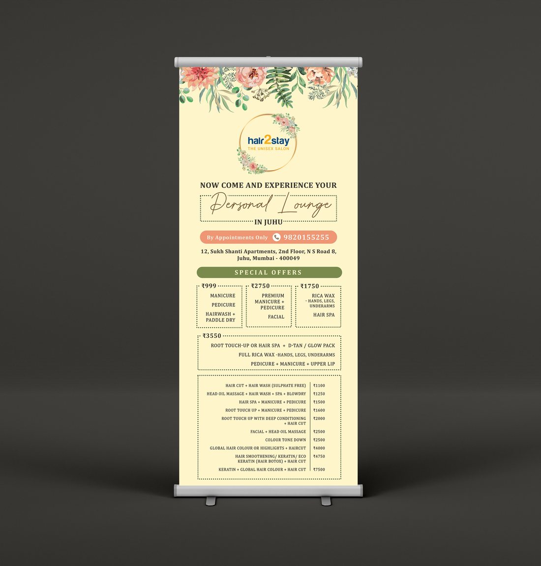 Personal lounge menu standee mockup