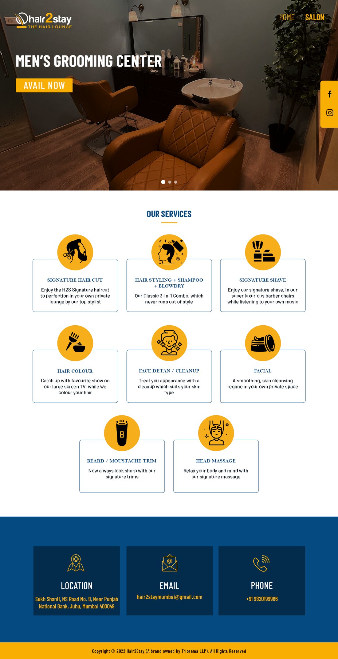 Salon website desktop design