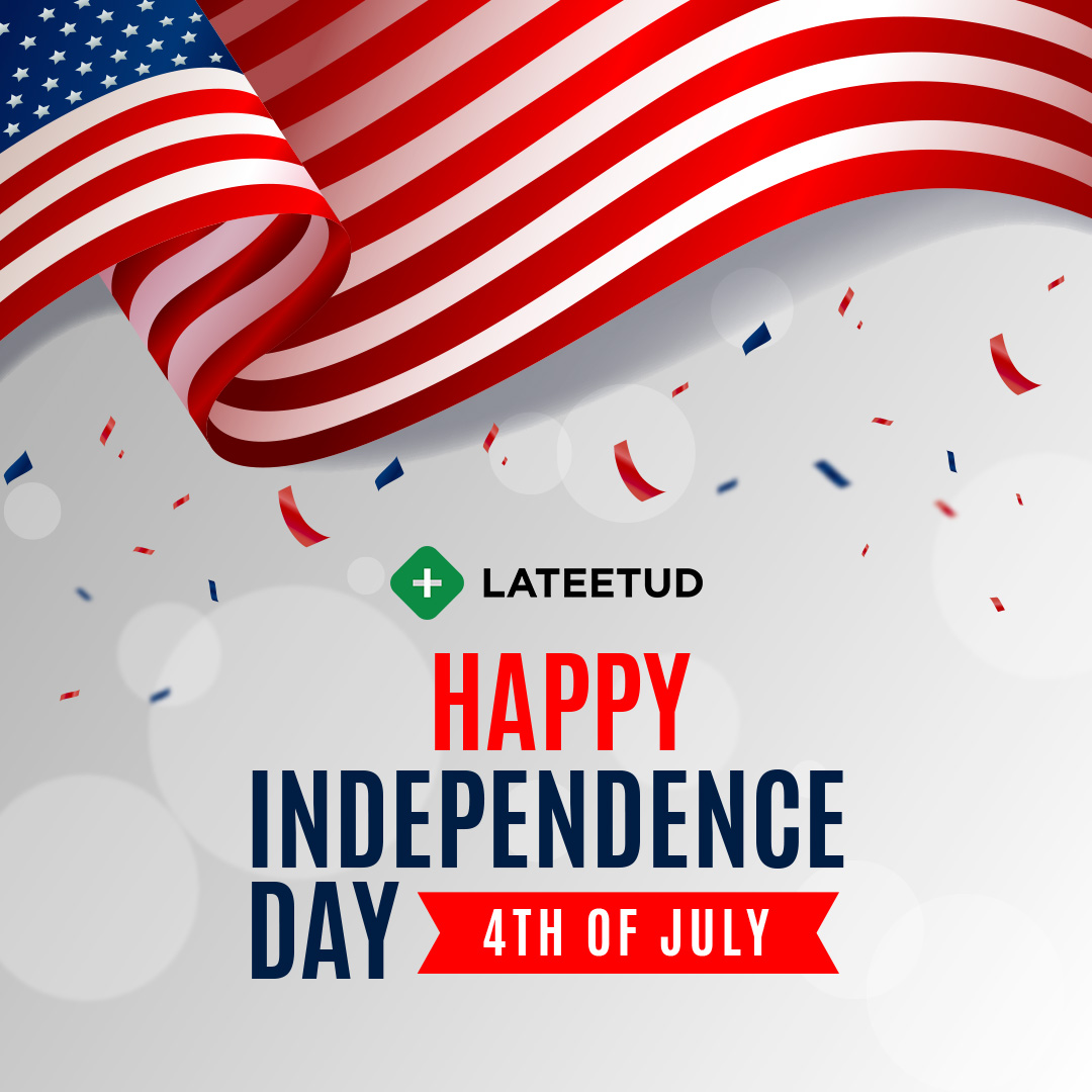 Lateetud 4th of July Independence Day greeting with US flag