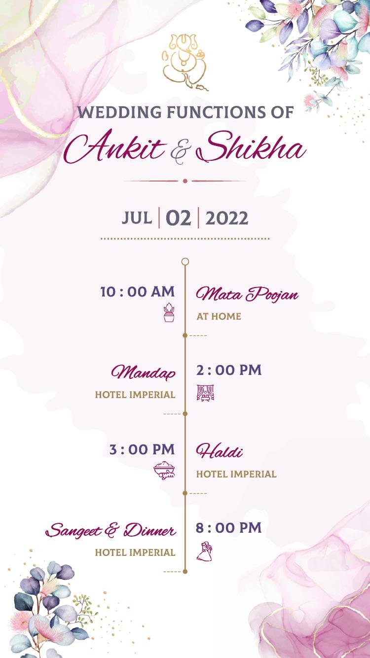 Ankit and Shikha wedding functions schedule