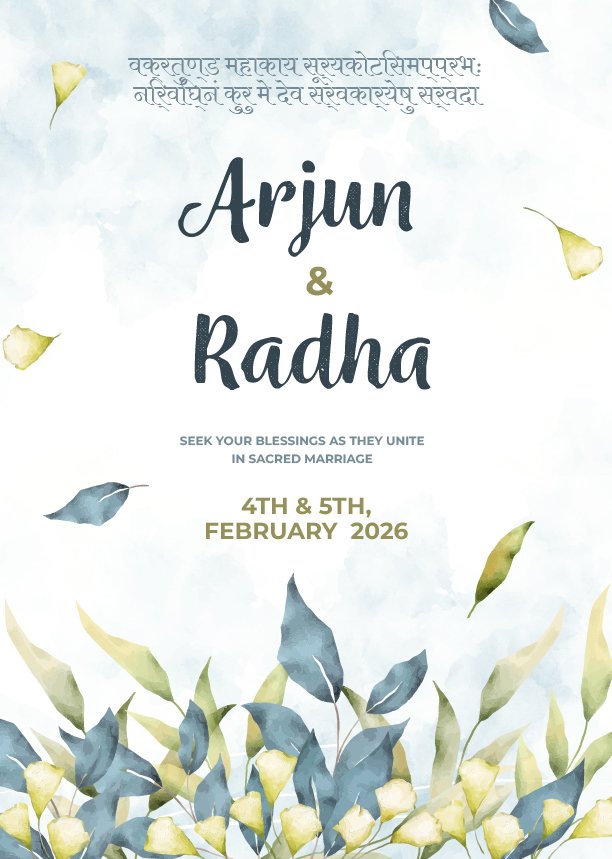 Arjun and Radha wedding invite