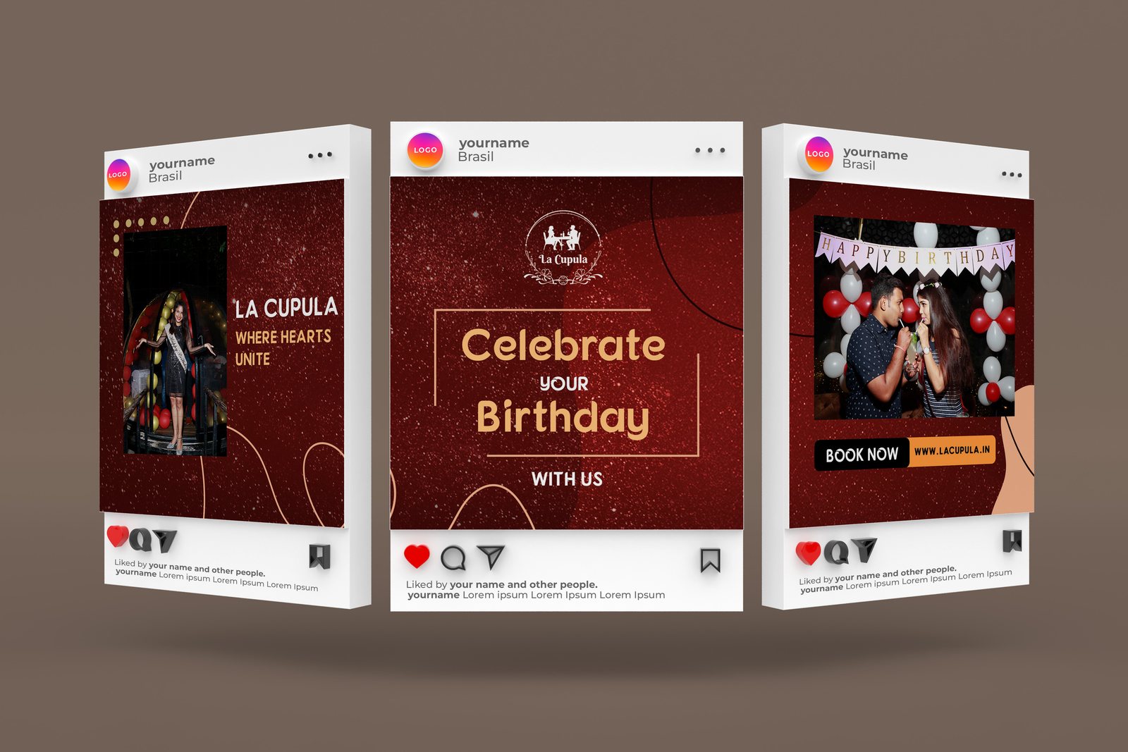 Birthday campaign three-post carousel