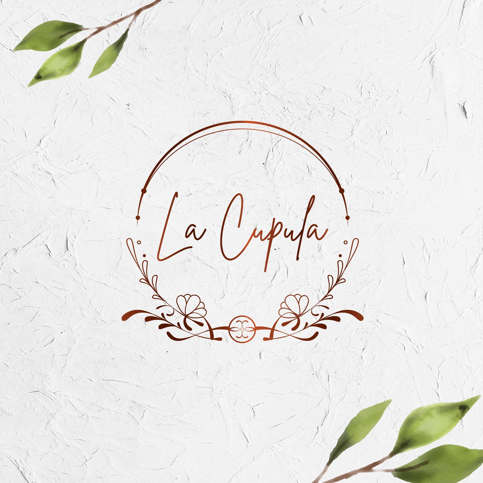 La Cupula logo reveal post, copper on textured paper