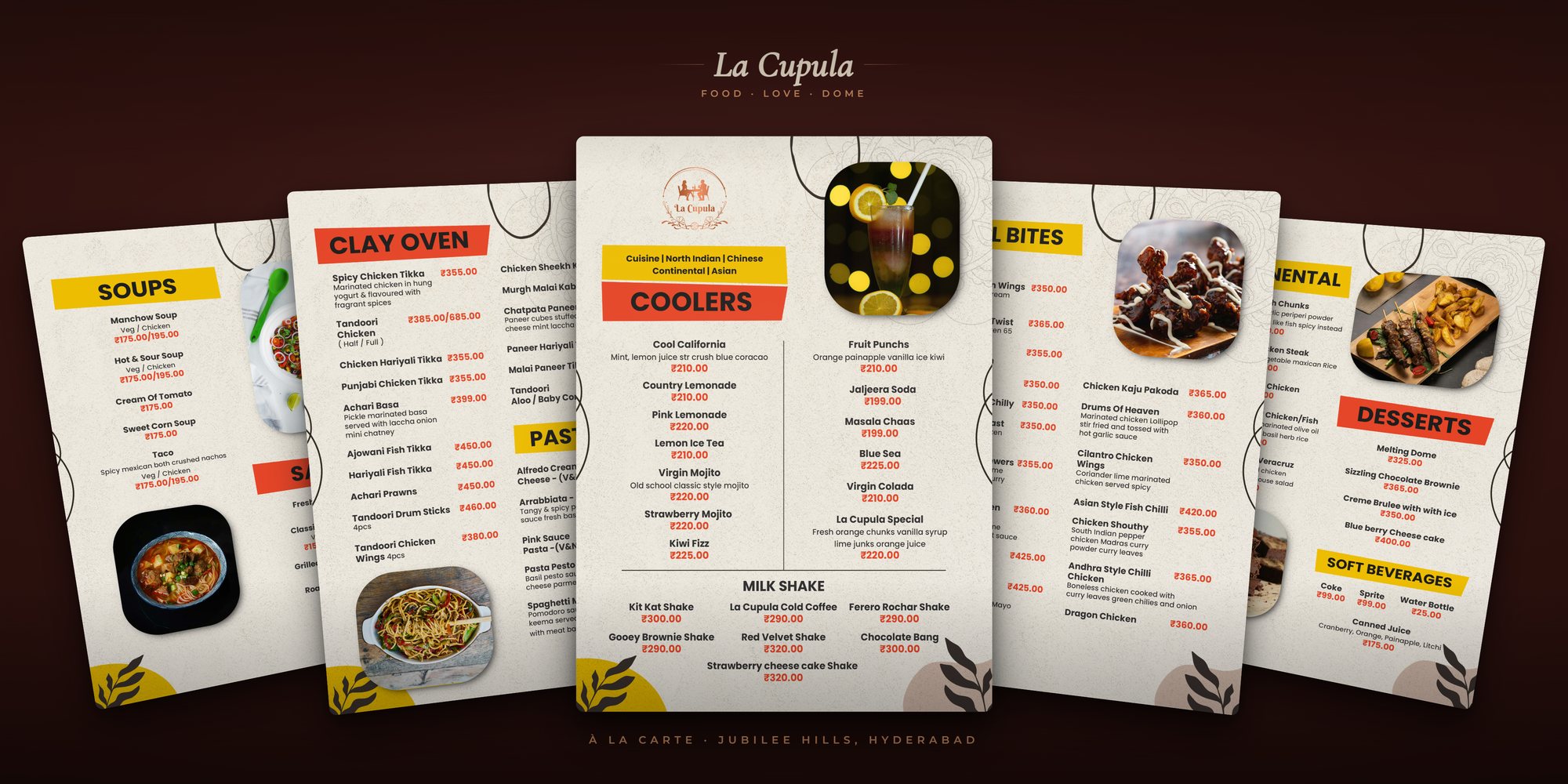 La Cupula 2024 a la carte menu, six panels
