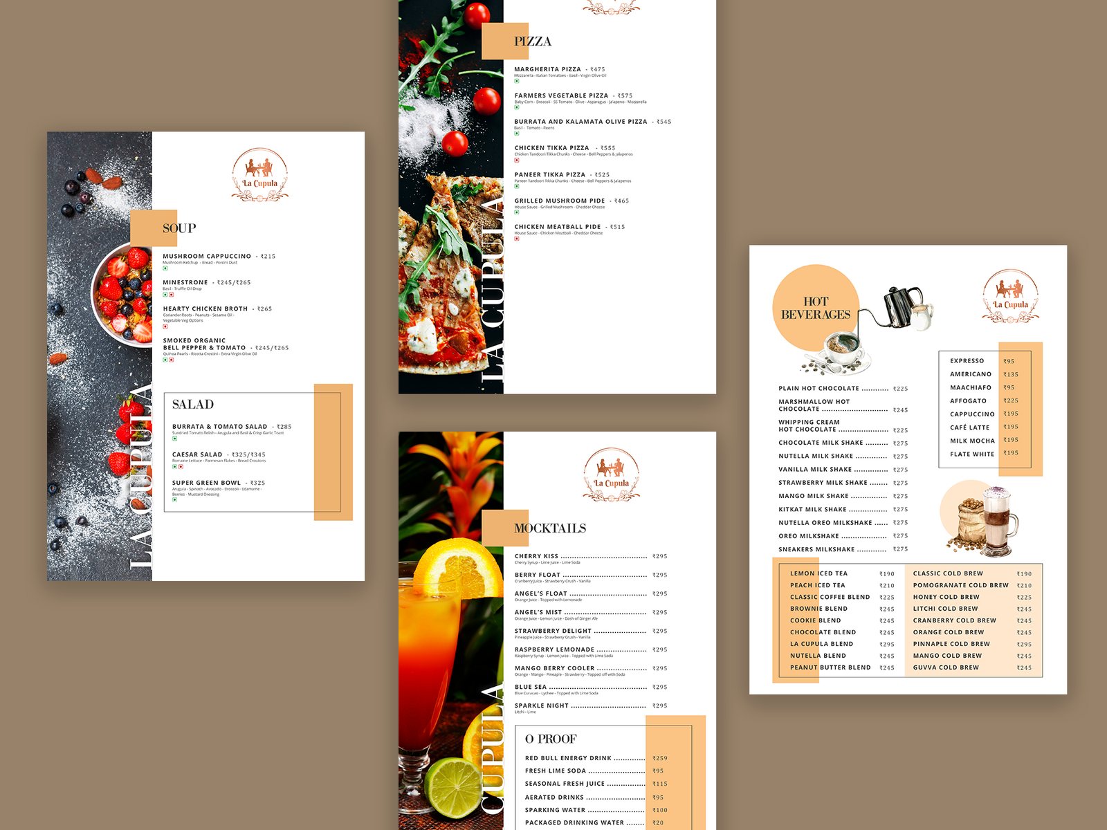 Photography-led menu pages