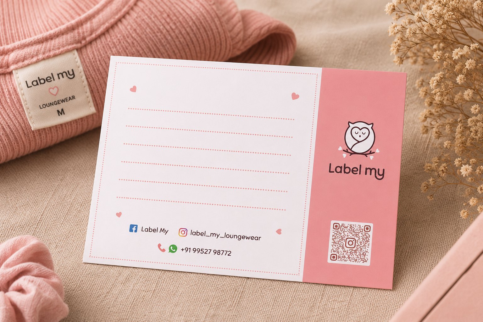 Label my lined note card