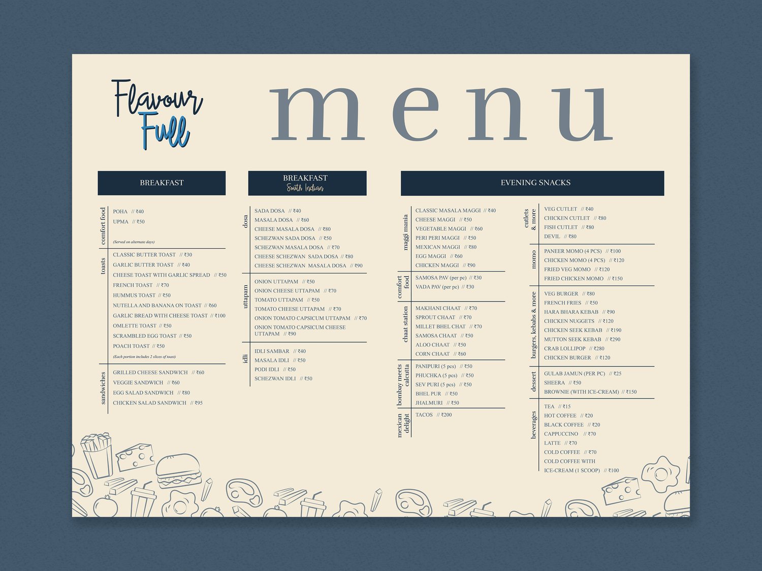 Flavour Full — the menu