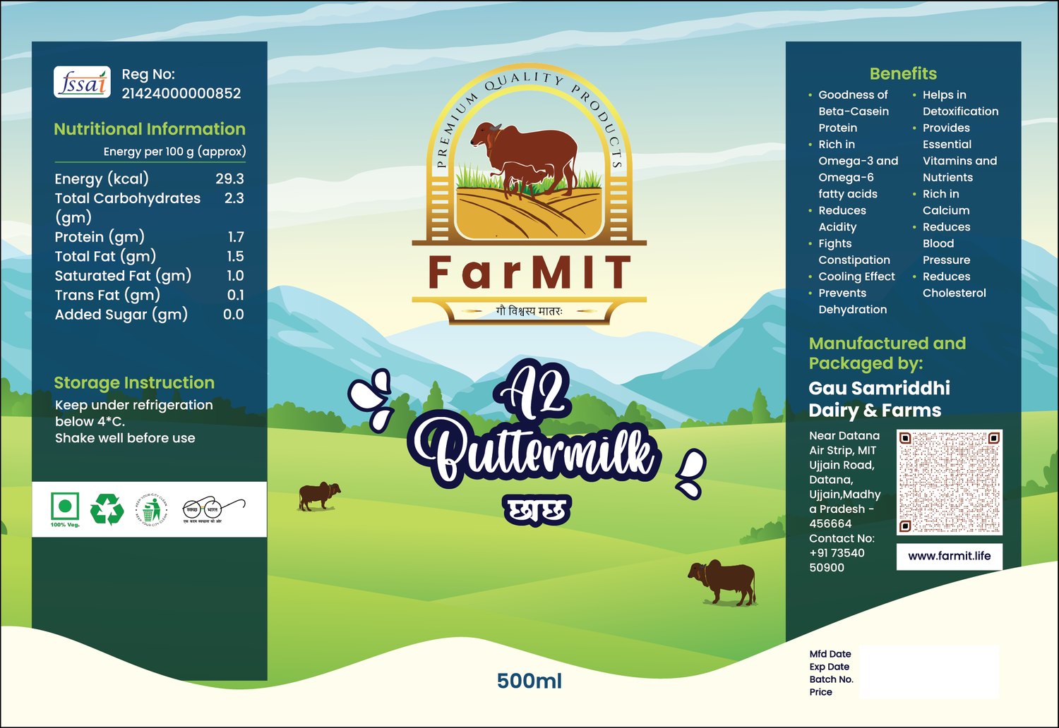 FarMIT A2 Buttermilk flat label